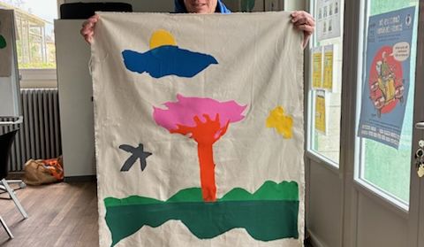 Franck présente sa toile