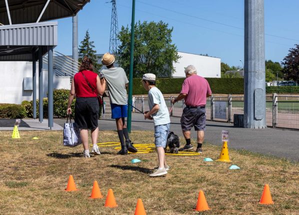Défi sport : un jeune garçon suit le parcours avec le chien