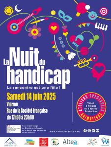 Affiche de la Nuit du Handicap 2025 de la ville de Vierzon avec les PEP18