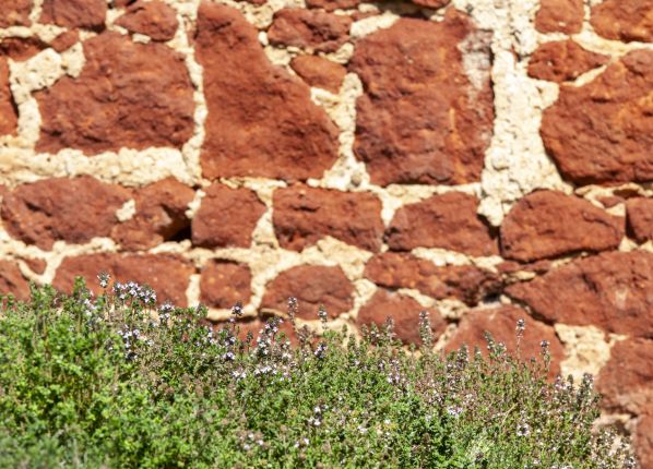 ESAT Le Bergerat Vesdun - le mur de pierre rouge