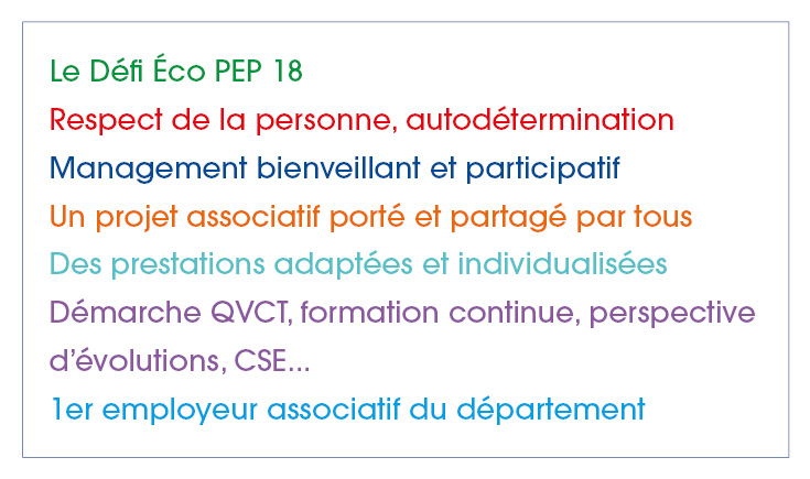 Légende de la roue RSE des PEP18 avec explication des signification des couleurs de la roue RSE